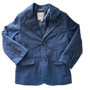 Hadas Navy Blue Toddler Boy's Formal Jacket Blazer Size 2 Linen & Cotton Blend